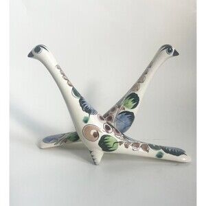 Tonala Mexican Pottery ceramic long-necked birds | flor al accents| Hand-painted